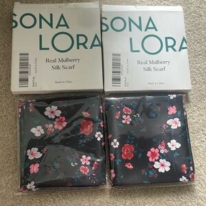 2 Real Mulberry Silk Head Scarfs